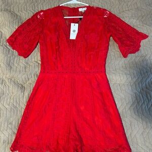 Socialite Vibrant Red Lace Romper